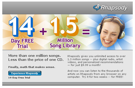 Rhapsody email ad