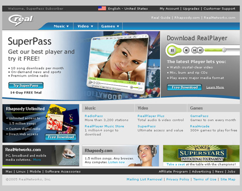 Real.com homepage