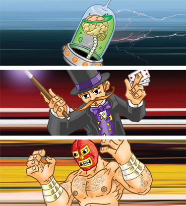 Evil Brain, Magician and Wrestler